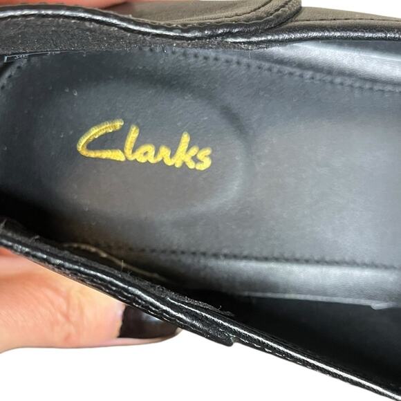 NWOB CLARKS‎ Standard Fit Pure Block Loafers Black Leather Women’s Size 10 - Picture 7 of 9